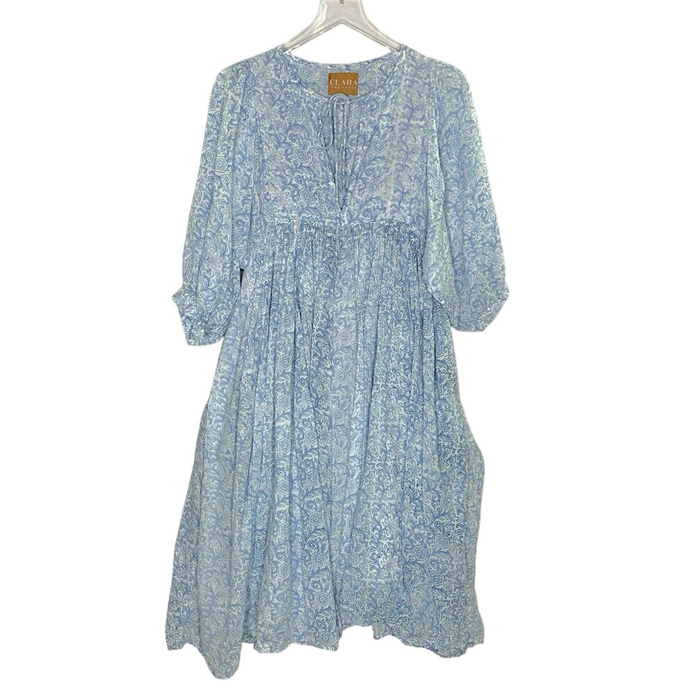 Blue Floral Midi Dress